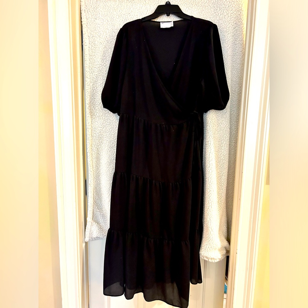🖤Black somewhat/sheer ASOS Curve black dress with tie at waist!🖤